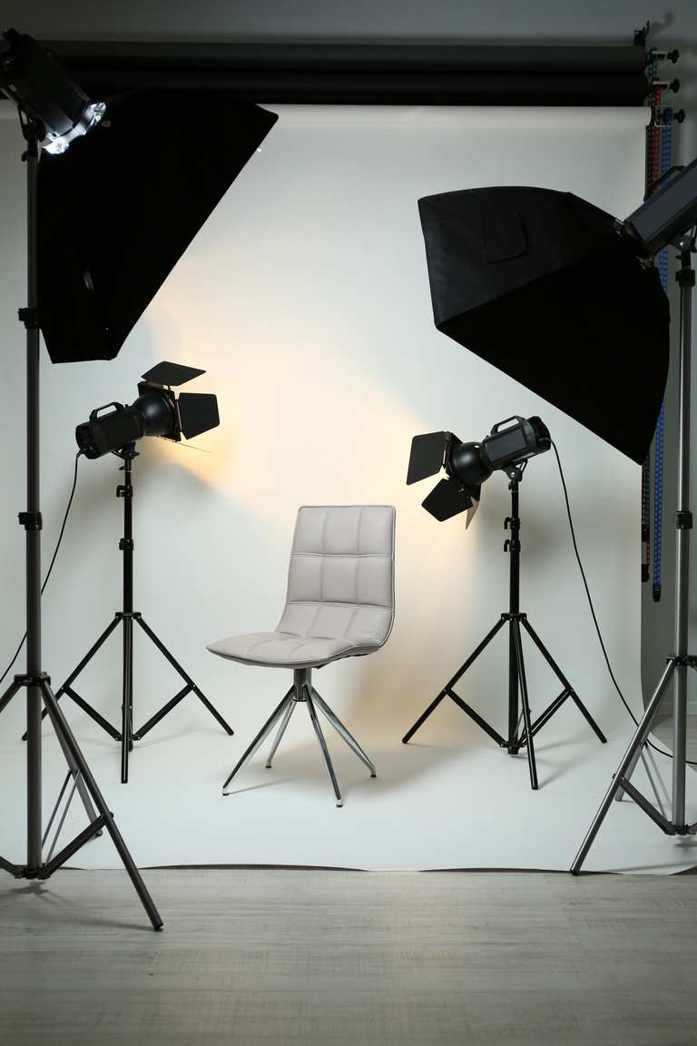 Photo Studio with Modern Interior and Lighting Equipment